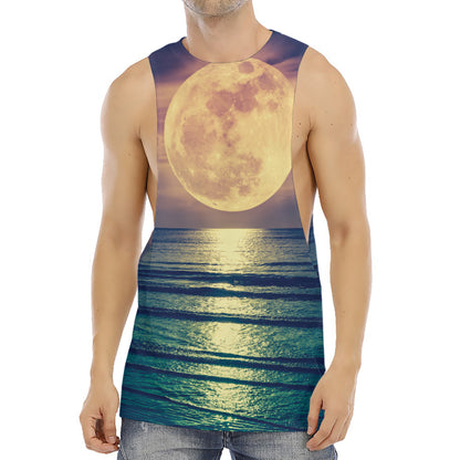 Moon Beach Print Men's Muscle Tank Top