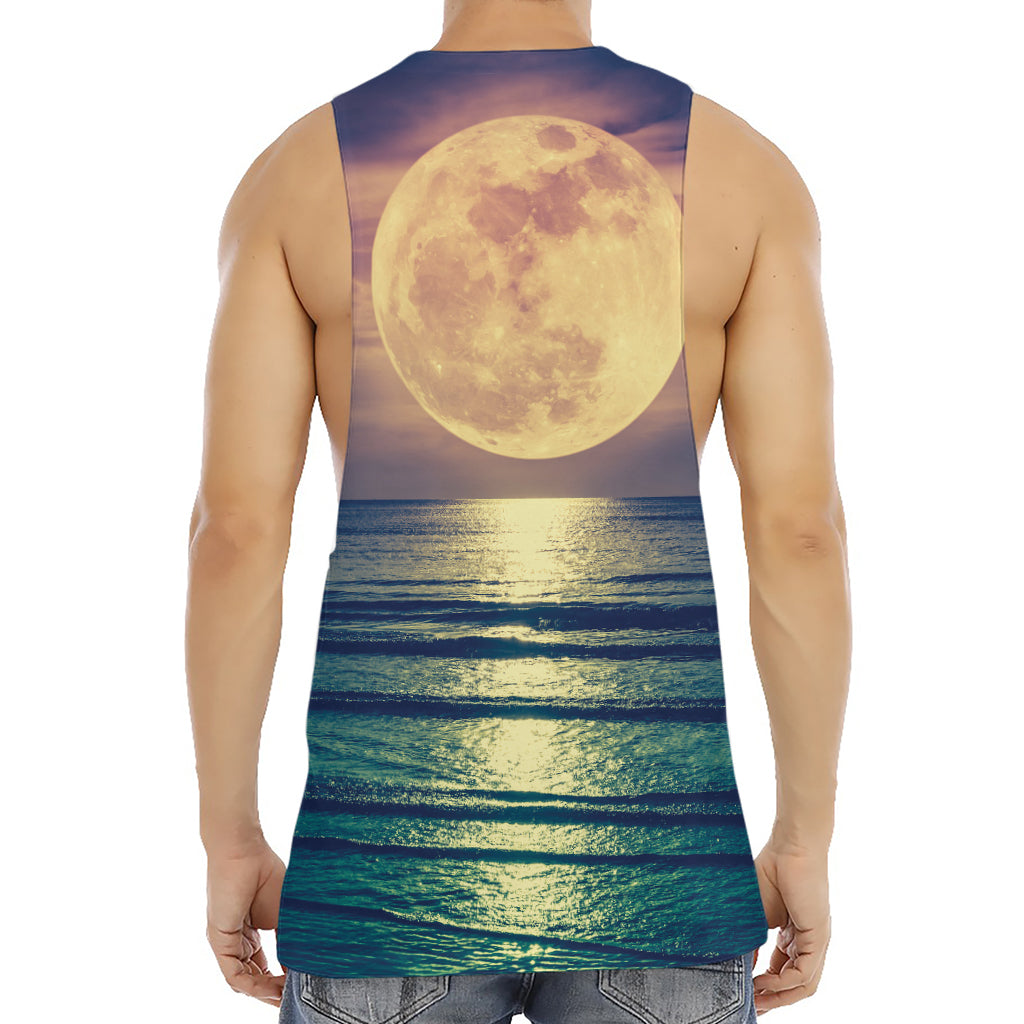 Moon Beach Print Men's Muscle Tank Top