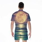 Moon Beach Print Men's Rompers