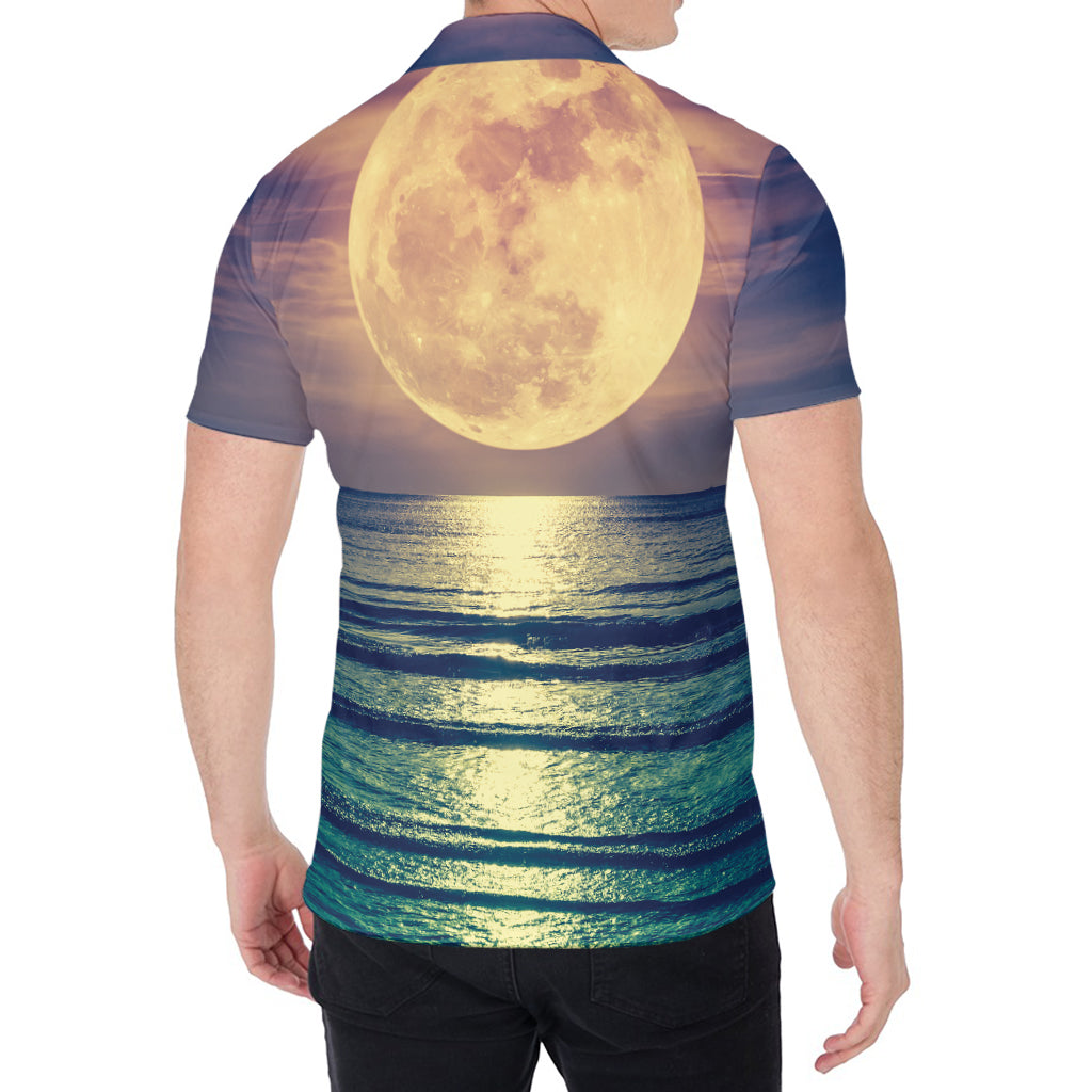 Moon Beach Print Men's Shirt