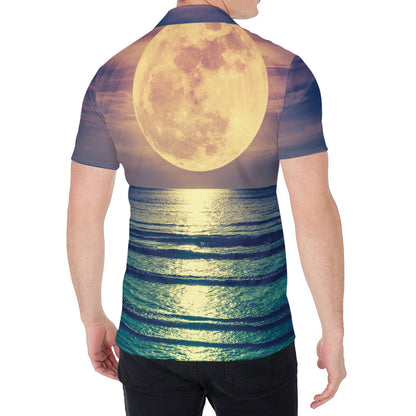 Moon Beach Print Men's Shirt