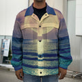 Moon Beach Print Men's Shirt Jacket