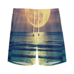 Moon Beach Print Men's Sports Shorts