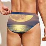 Moon Beach Print Men's Swim Briefs