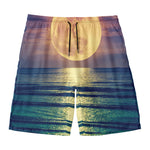 Moon Beach Print Men's Swim Trunks
