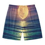 Moon Beach Print Men's Swim Trunks