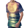 Moon Beach Print Men's Velvet T-Shirt