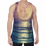 Moon Beach Print Men's Velvet Tank Top