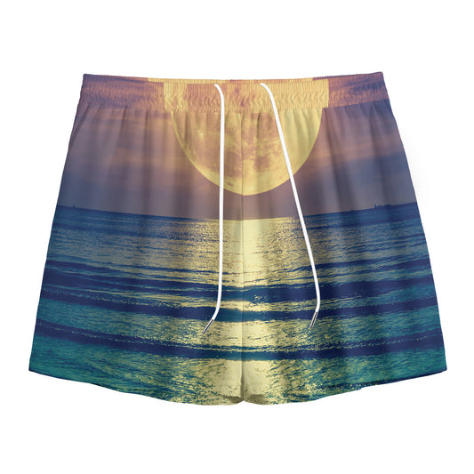 Moon Beach Print Mesh Shorts