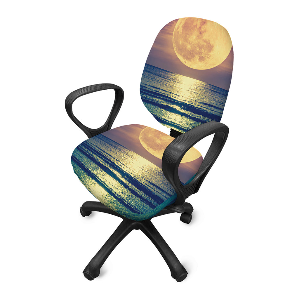 Moon Beach Print Office Chair Cover