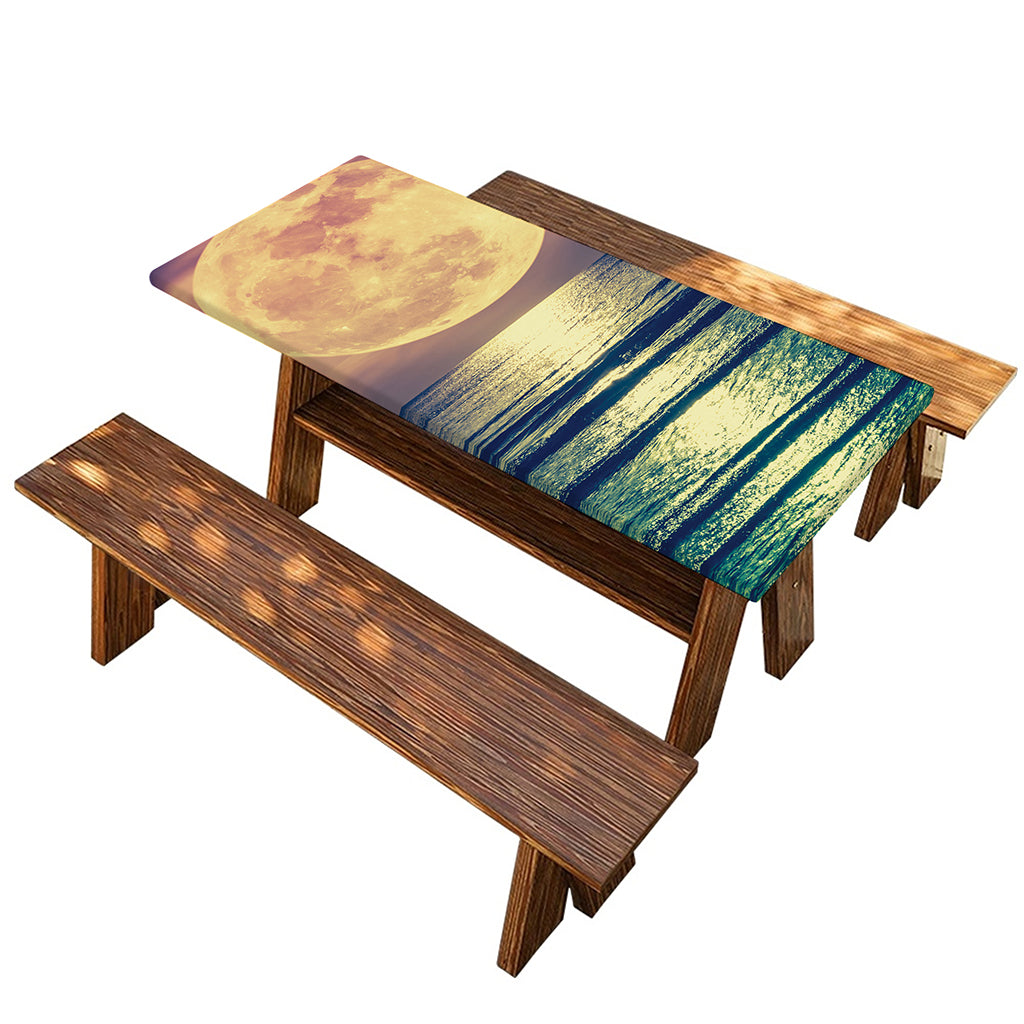 Moon Beach Print Picnic Table Cover