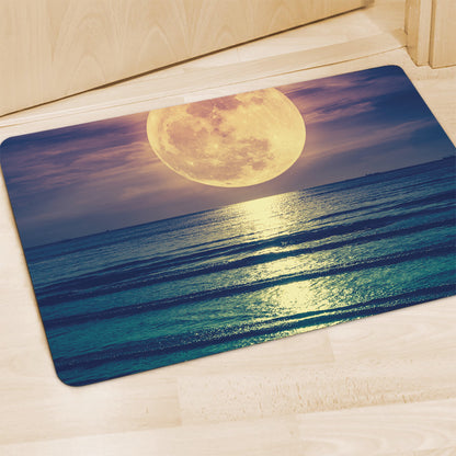 Moon Beach Print Polyester Doormat