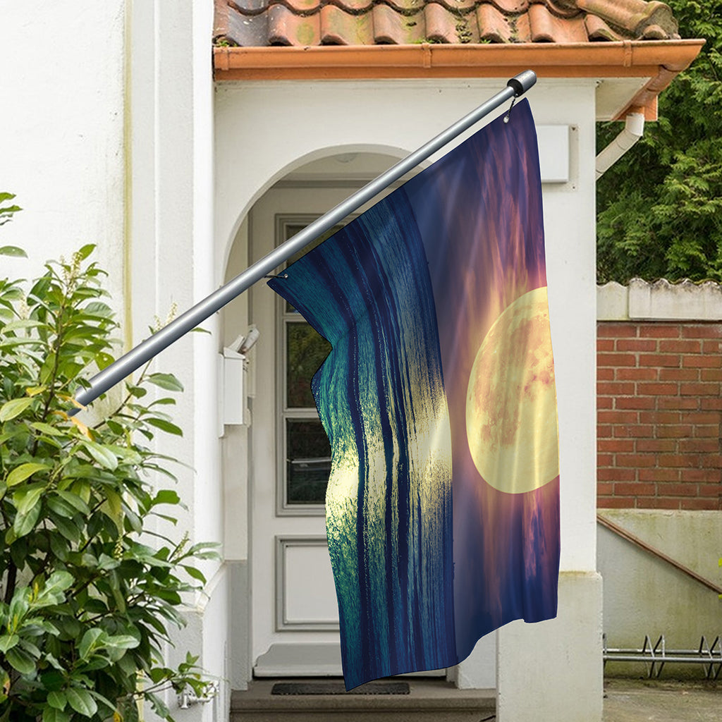 Moon Beach Print Polyester Flag