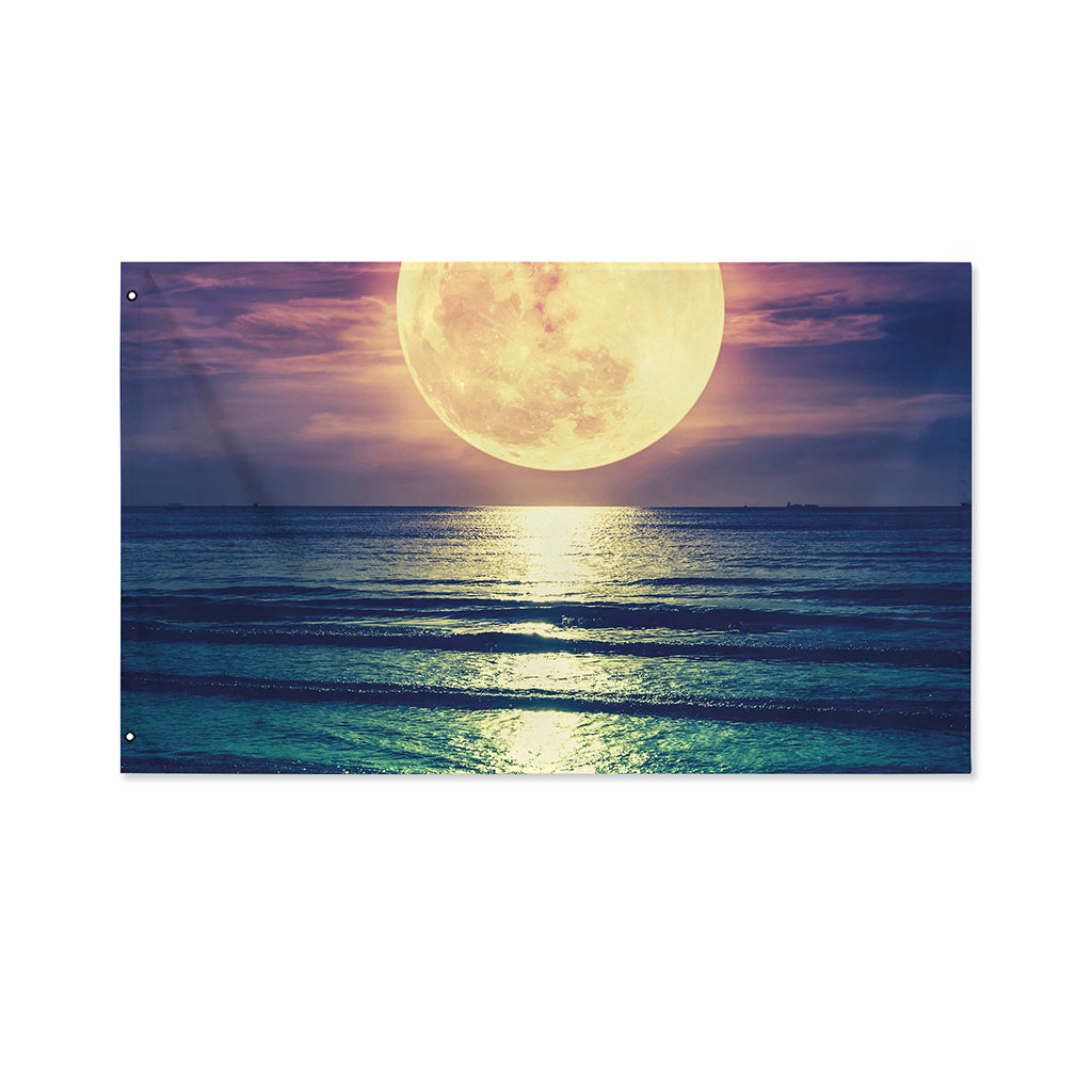 Moon Beach Print Polyester Flag