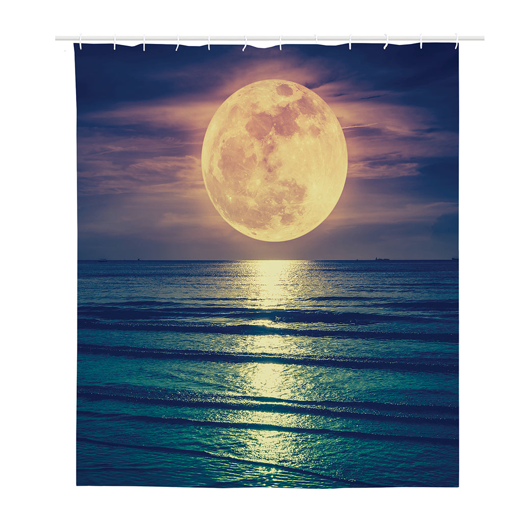 Moon Beach Print Polyester Shower Curtain