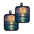 Moon Beach Print Pot Holders
