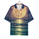 Moon Beach Print Rayon Hawaiian Shirt
