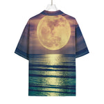 Moon Beach Print Rayon Hawaiian Shirt
