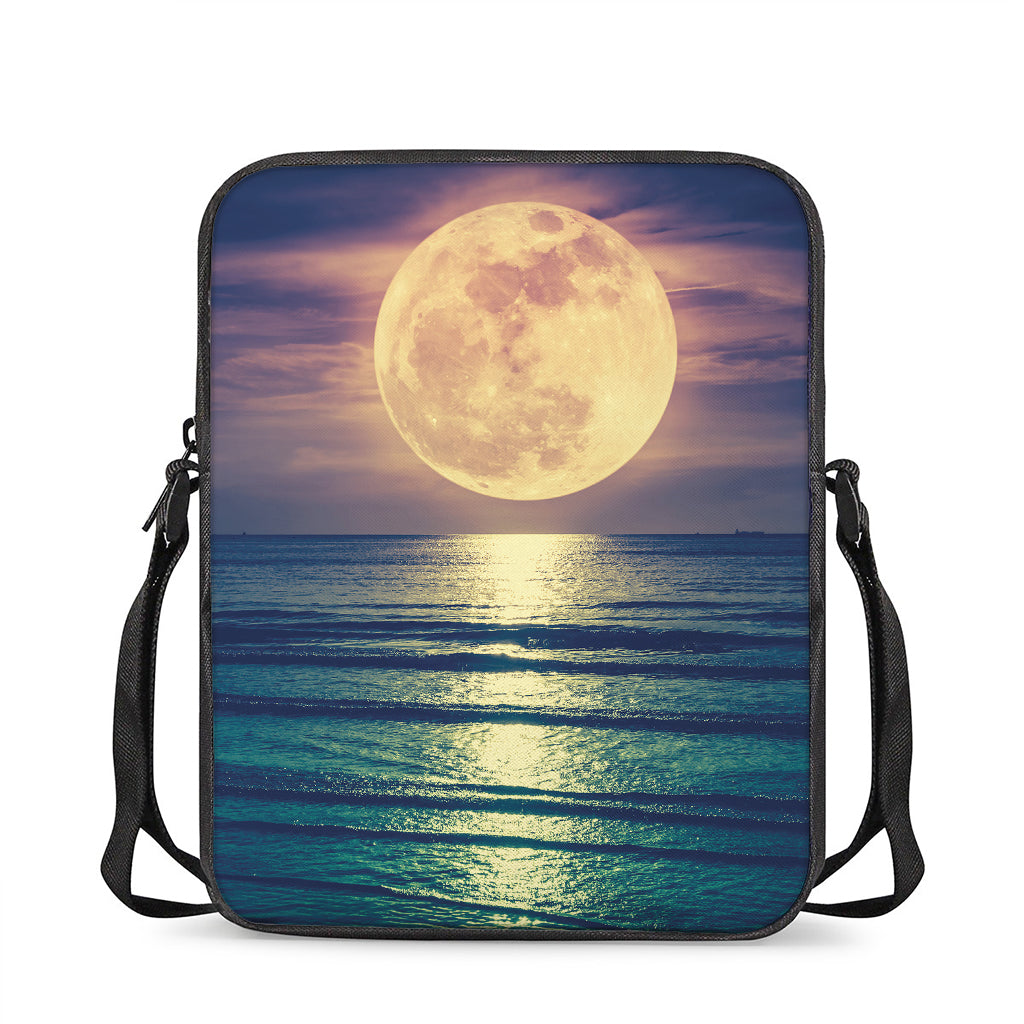 Moon Beach Print Rectangular Crossbody Bag