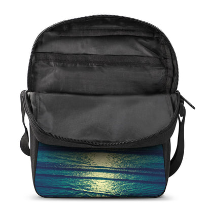 Moon Beach Print Rectangular Crossbody Bag