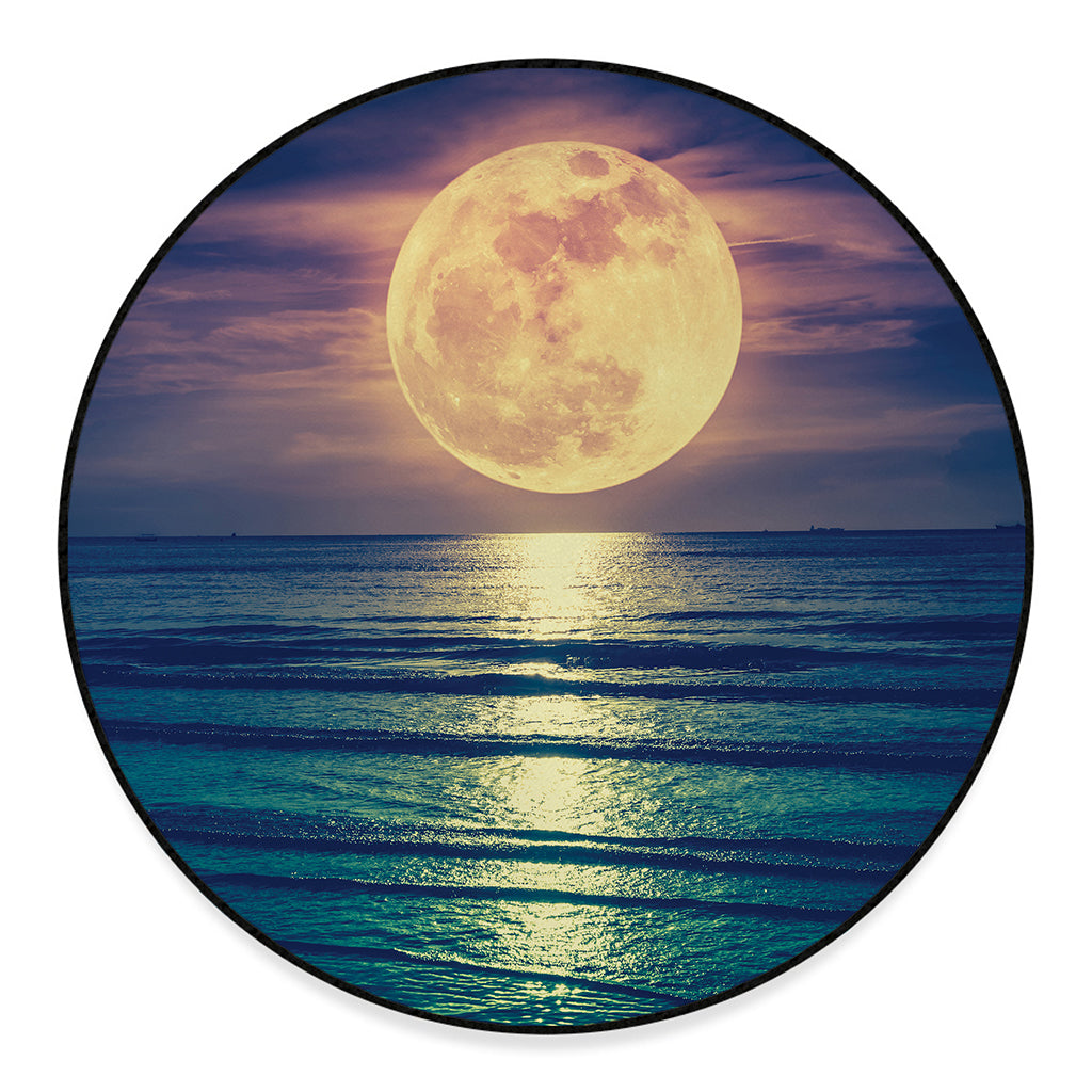 Moon Beach Print Round Floor Mat