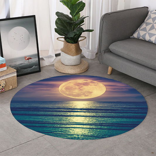Moon Beach Print Round Rug