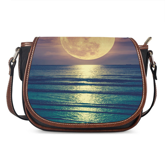 Moon Beach Print Saddle Bag