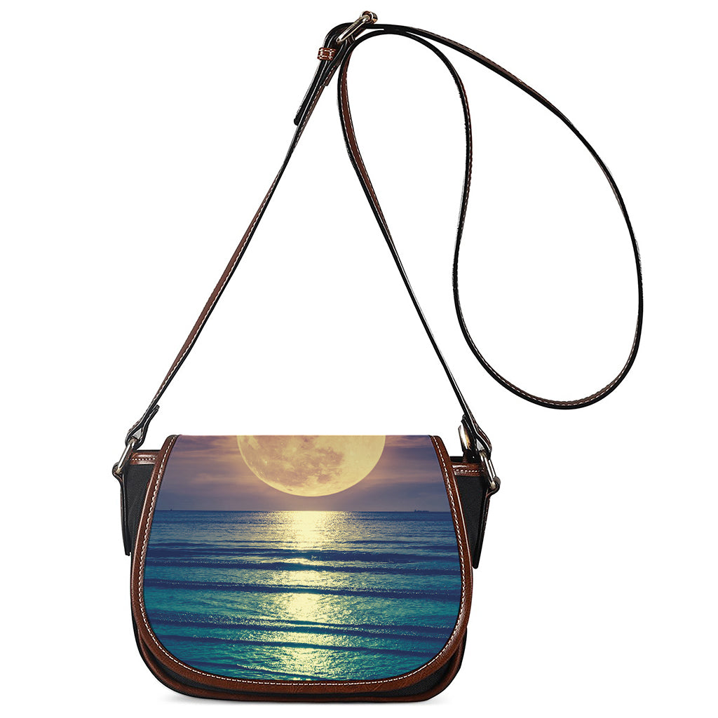 Moon Beach Print Saddle Bag