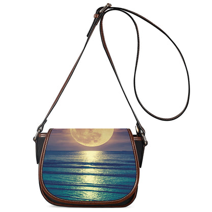 Moon Beach Print Saddle Bag