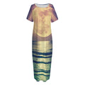 Moon Beach Print Short Sleeve Long Nightdress