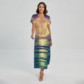 Moon Beach Print Short Sleeve Maxi Dress