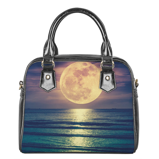 Moon Beach Print Shoulder Handbag