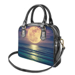 Moon Beach Print Shoulder Handbag