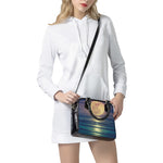 Moon Beach Print Shoulder Handbag