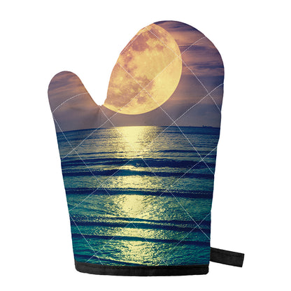 Moon Beach Print Single Oven Mitt
