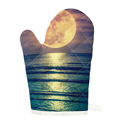 Moon Beach Print Single Oven Mitt