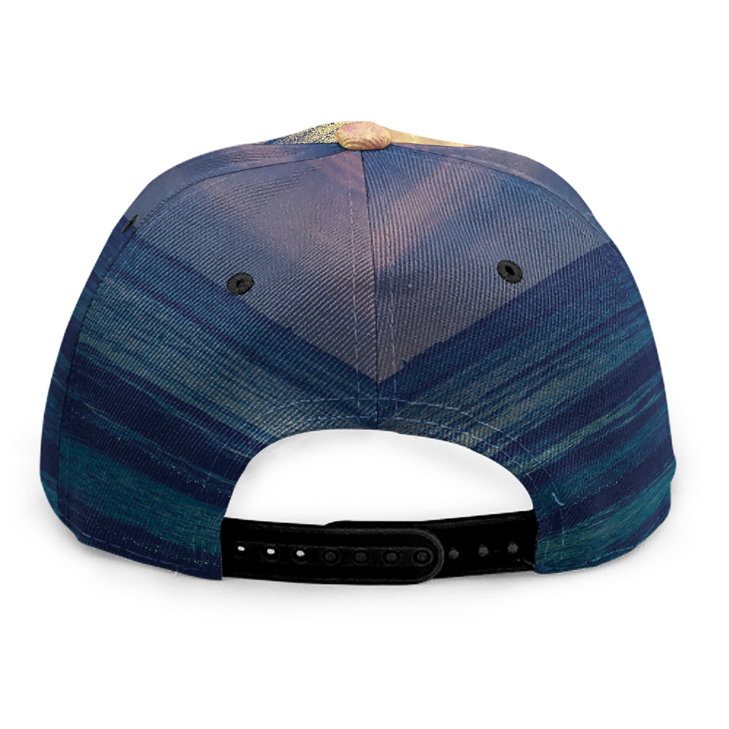 Moon Beach Print Snapback Cap