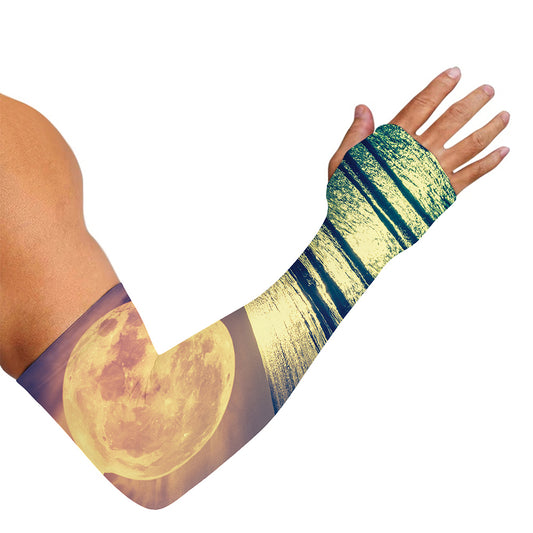 Moon Beach Print Sun Protection Arm Sleeves