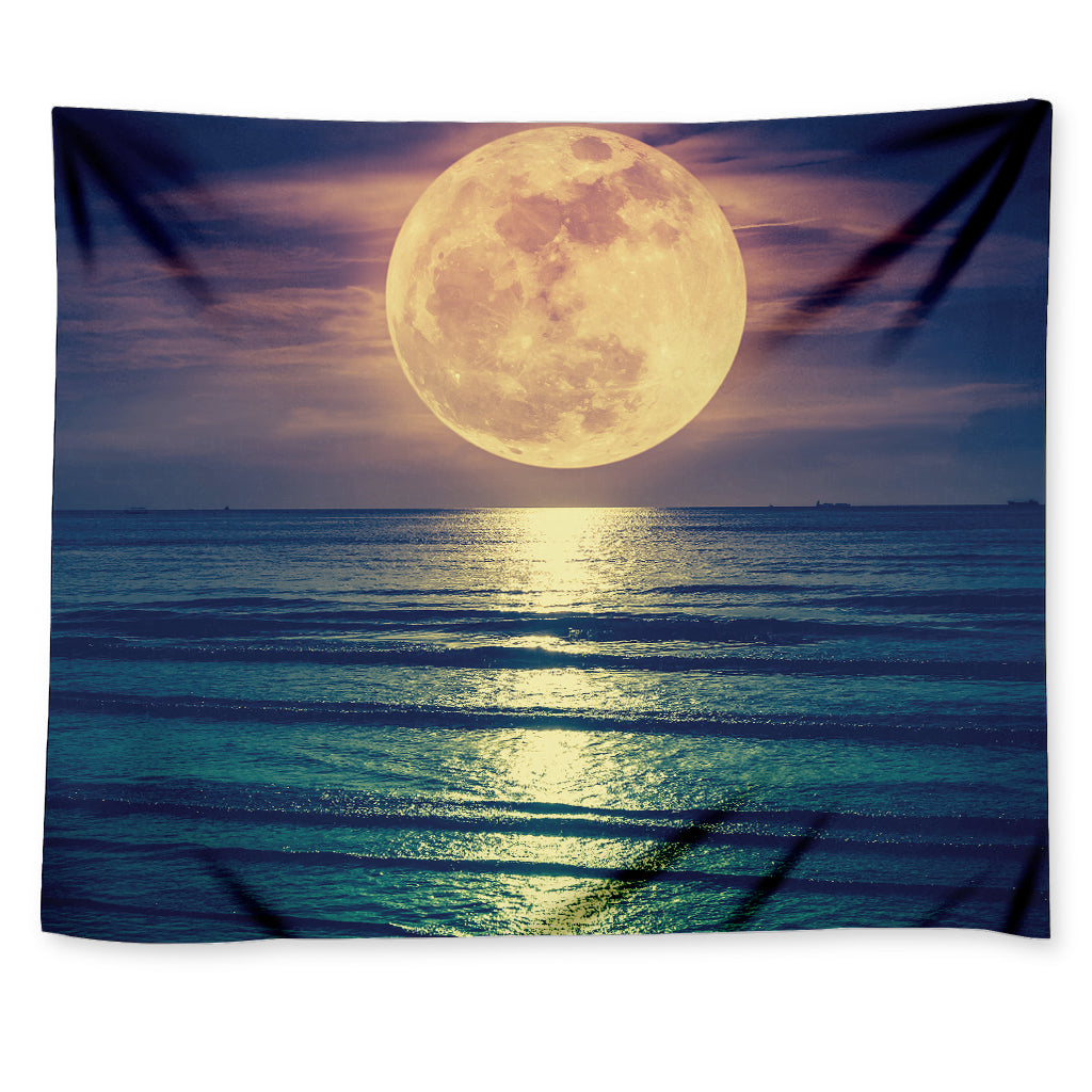 Moon Beach Print Tapestry