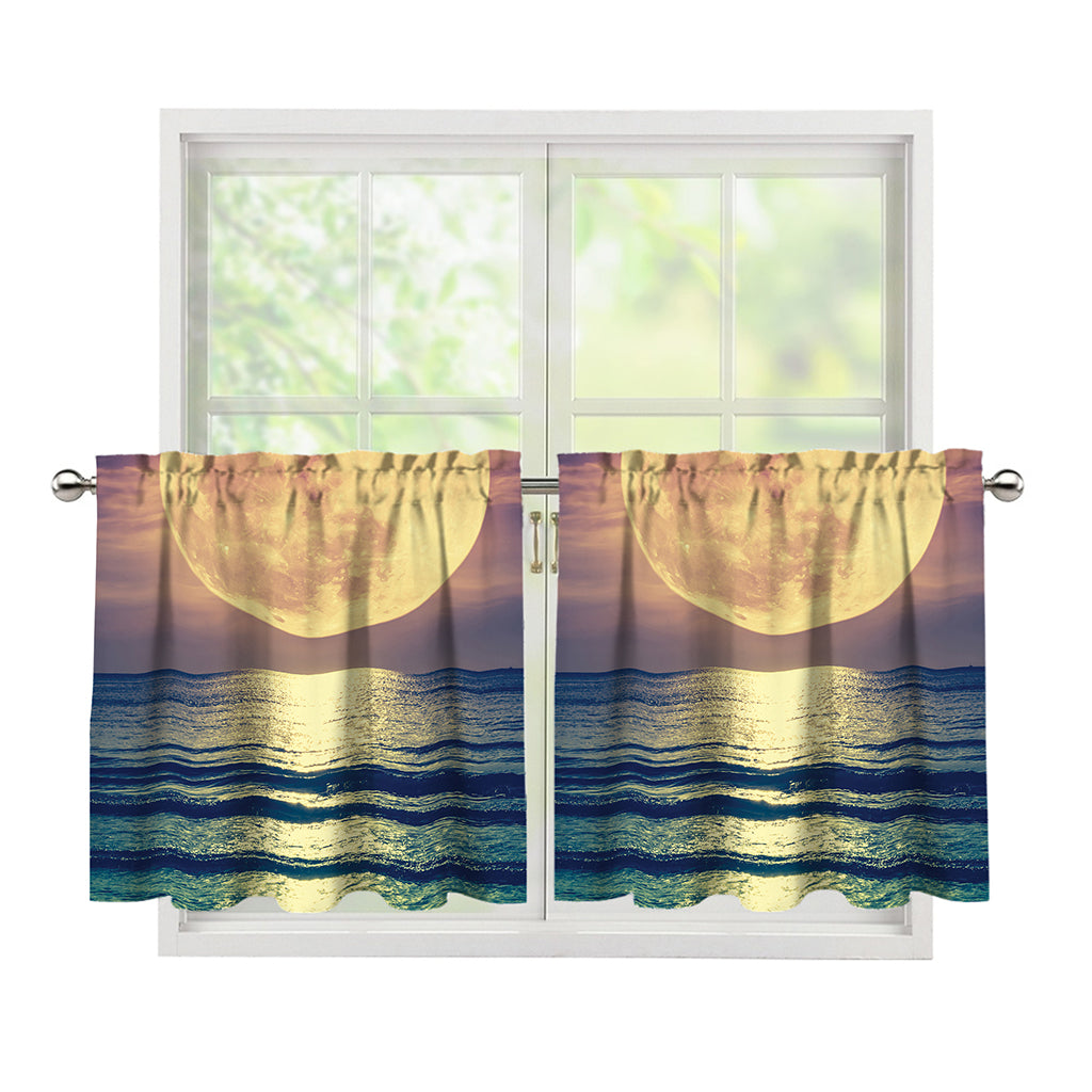 Moon Beach Print Tier Curtains