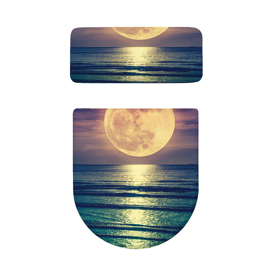 Moon Beach Print Toilet Lid And Tank Cover Set