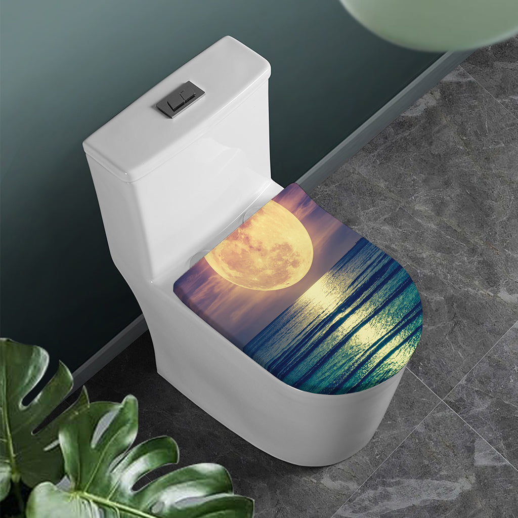 Moon Beach Print Toilet Lid Cover