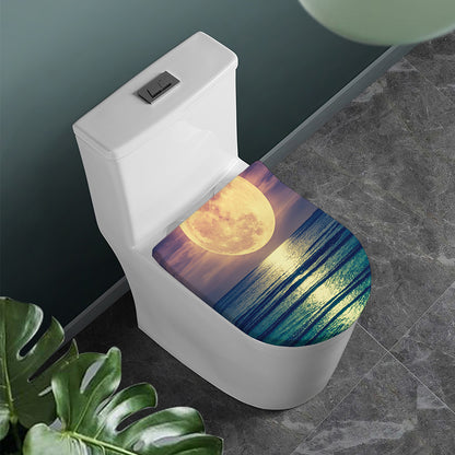 Moon Beach Print Toilet Lid Cover