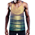 Moon Beach Print Men's Workout Tank Top