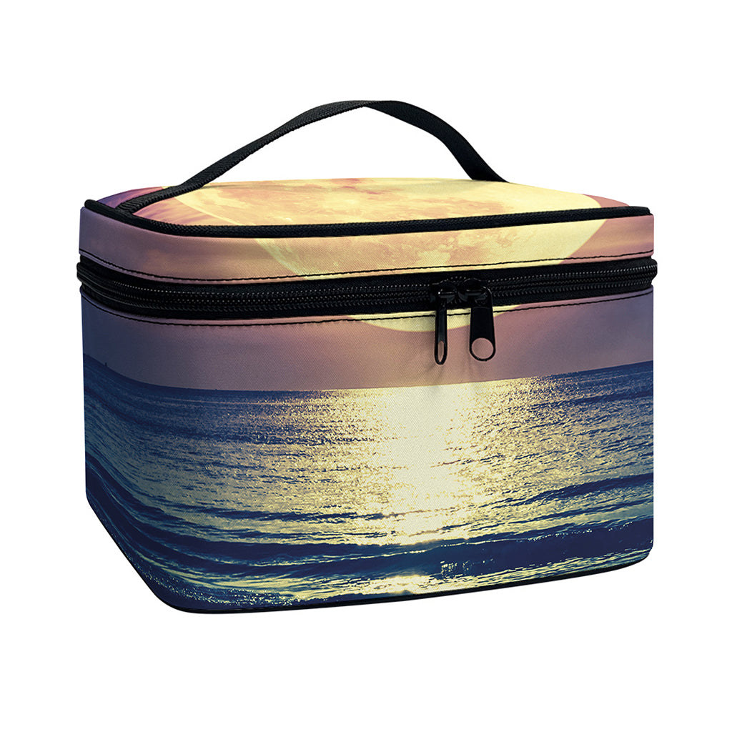 Moon Beach Print Travel Makeup Bag