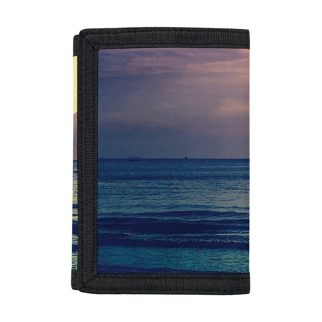 Moon Beach Print Trifold Wallet