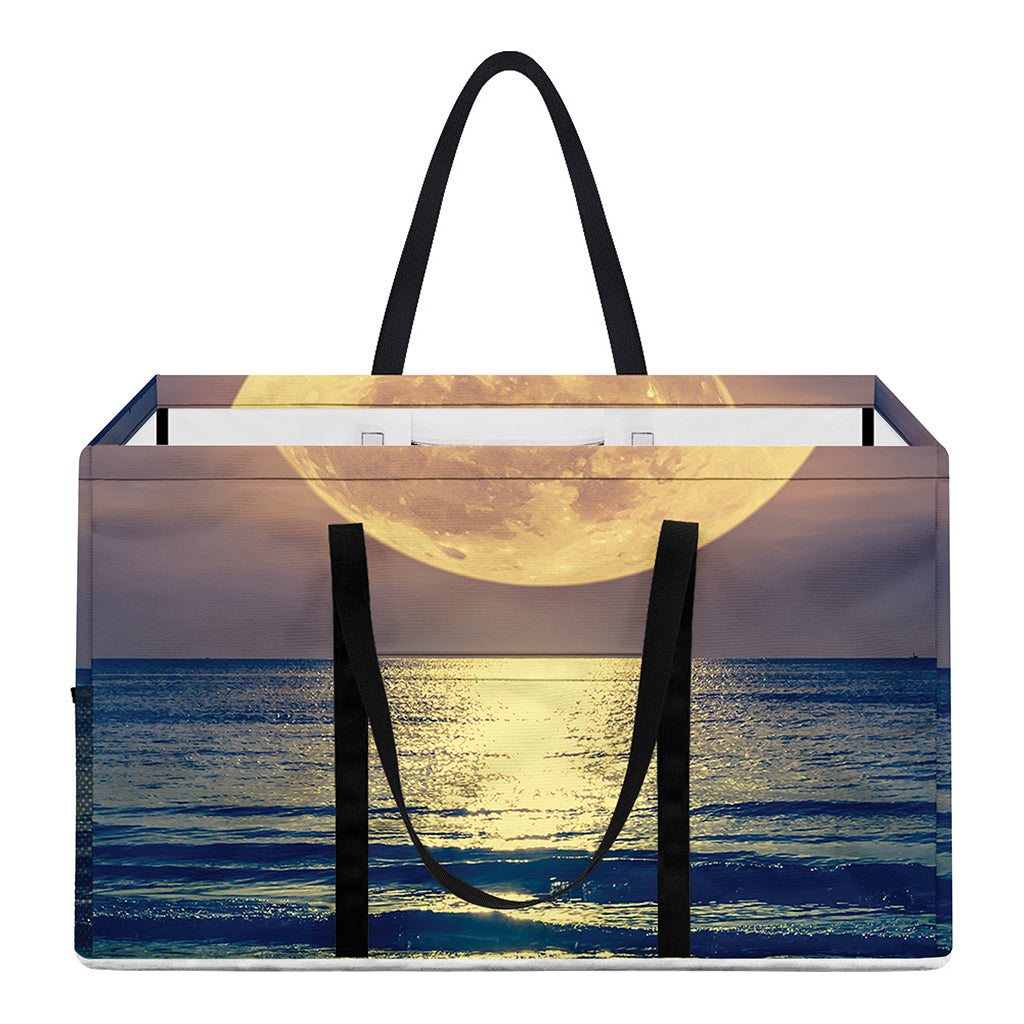 Moon Beach Print Utility Tote Bag