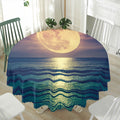 Moon Beach Print Waterproof Round Tablecloth