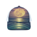 Moon Beach Print White Mesh Trucker Hat