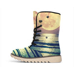 Moon Beach Print Winter Boots